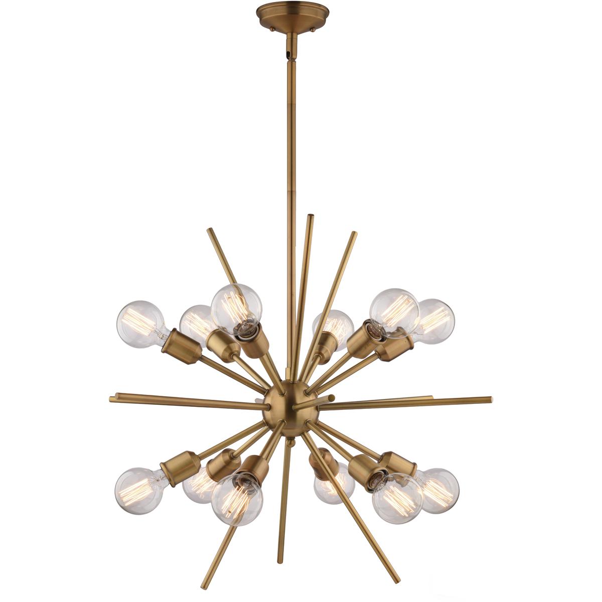 Estelle 12-Light 27.5 in W Brass Gold Mid-Century Modern Sputnik Pendant Ceiling Fixture