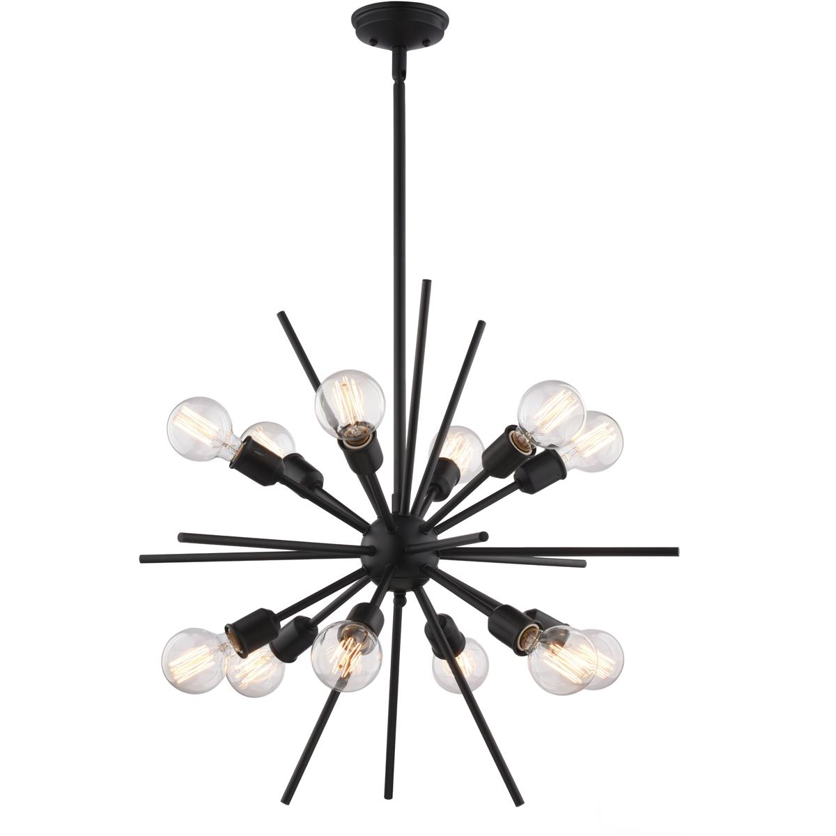 Estelle 12-Light 27.5 in W Matte Black Mid-Century Modern Sputnik Pendant Ceiling Fixture
