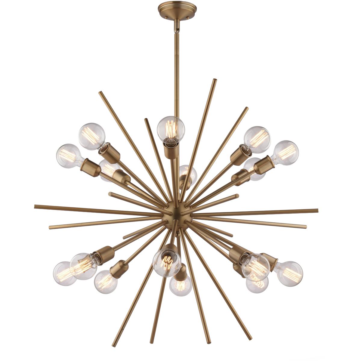 Estelle 16-Light 36 in W Brass Gold Mid-Century Modern Sputnik Pendant Ceiling Fixture