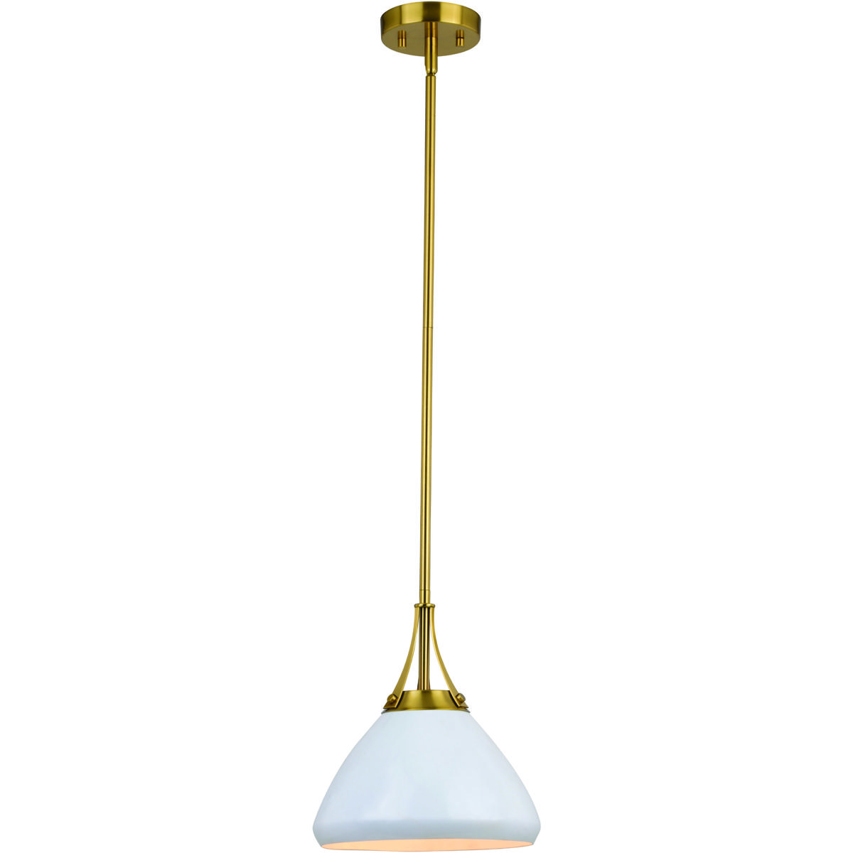 Vaxcel P0369R Dayna 1 Light 10 inch Satin Brass and Glossy White with Matte White Pendant Ceiling Light