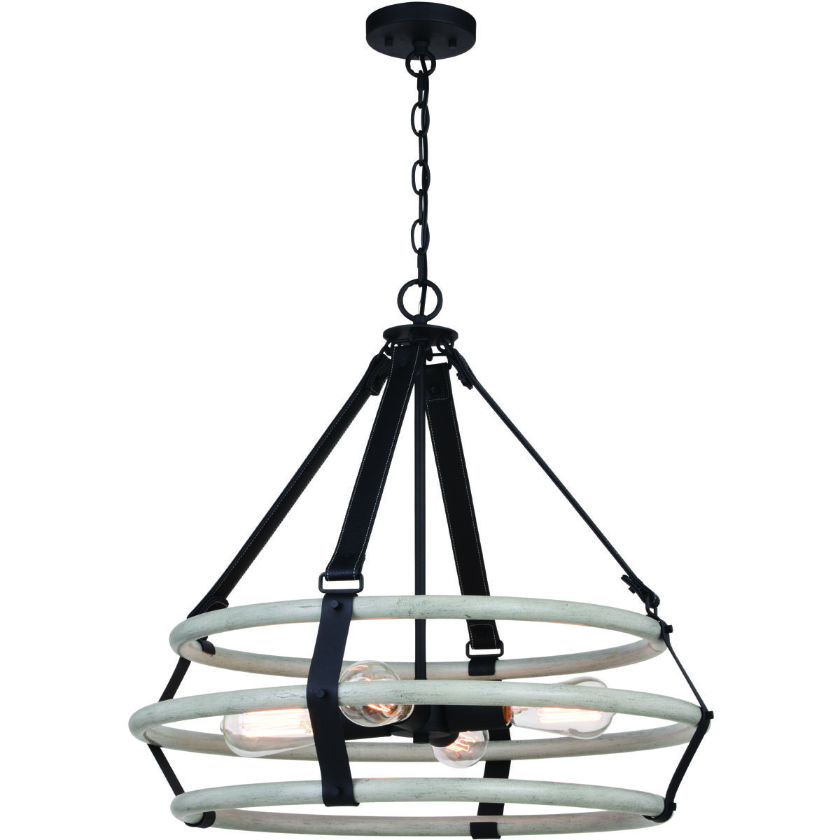 Taylor 4-Light 24 in W Textured Black and Ash Gray Industrial Cage Pendant Ceiling Fixture