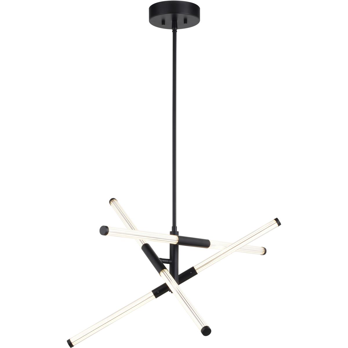 Avalon 3-Light 27 in W Matte Black Pendant Light with Frosted White Shade, Integrated LED