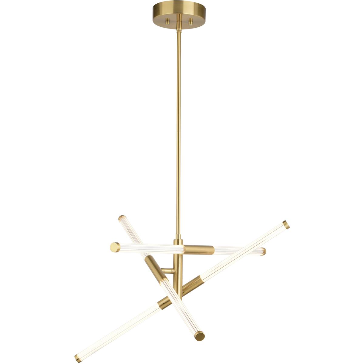 Avalon 3-Light 27 in W Muted Brass Gold Pendant Light, Frosted White Shade, Integrated LED