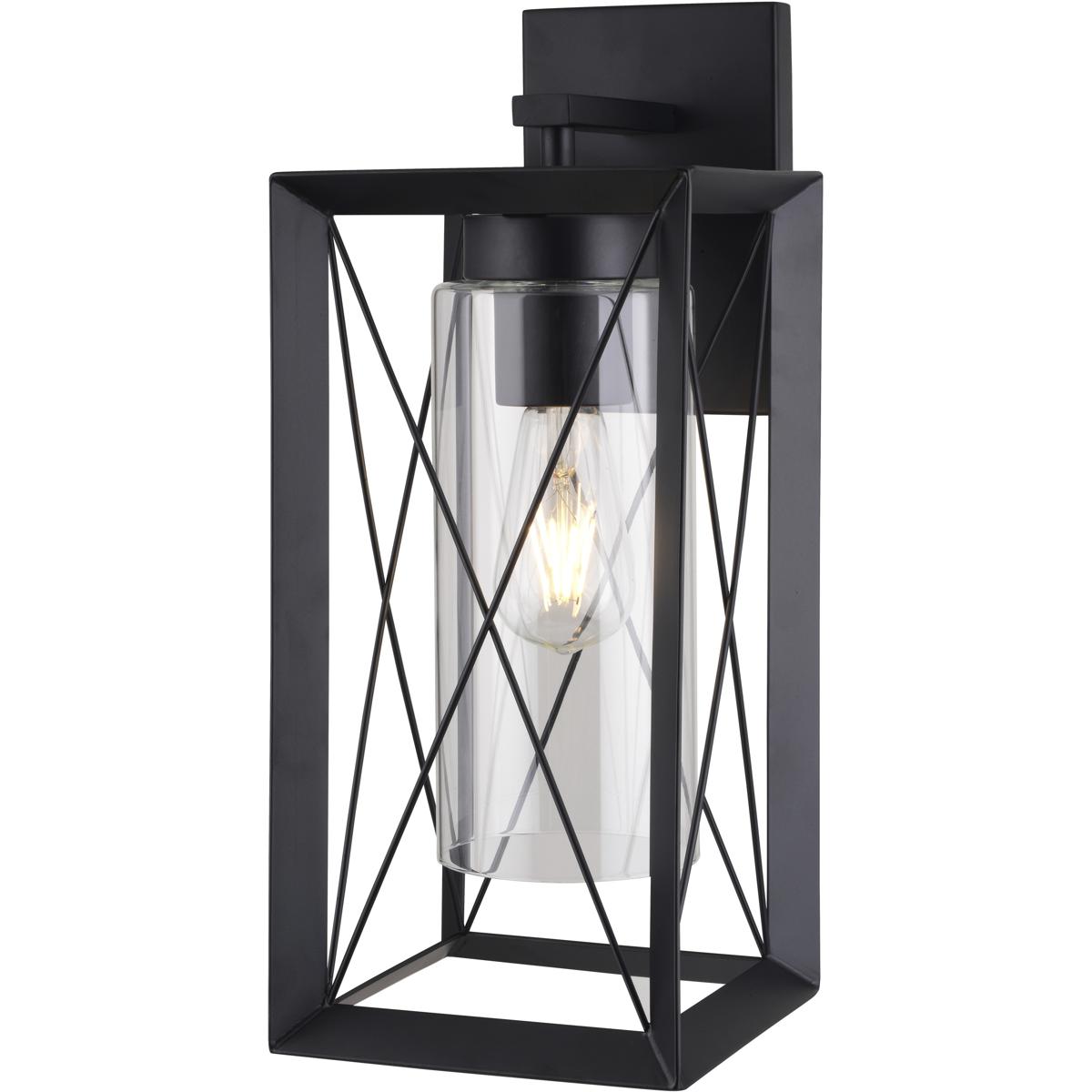 Milton 1 Light Matte Black Transitional Outdoor Wall Lantern Clear Glass