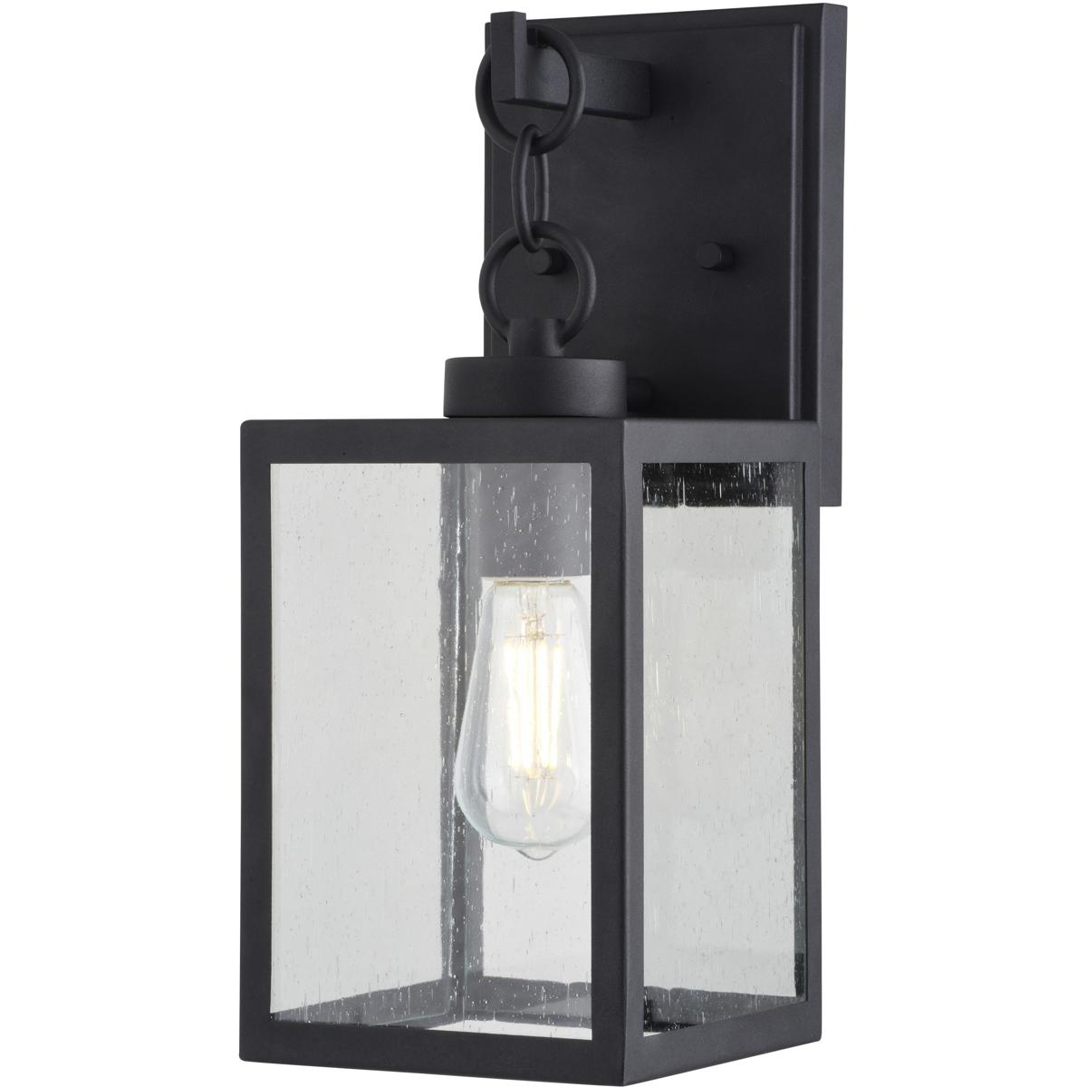 Berkley Metal 1 Light Textured Black Transitional Outdoor Wall Lantern Clear Glass