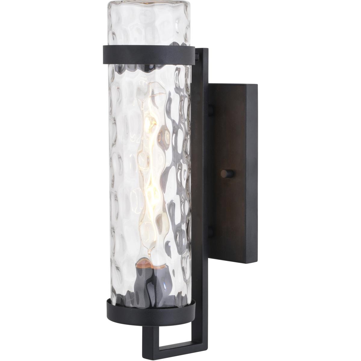 Seymour 1 Light Textured Black Transitional Outdoor Wall Lantern Clear Glass