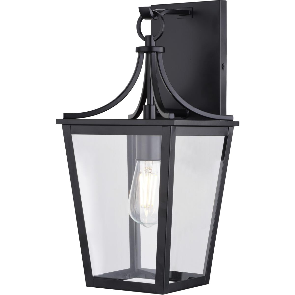 Cottage Grove 1 Light Matte Black Transitional Outdoor Wall Lantern Clear Glass