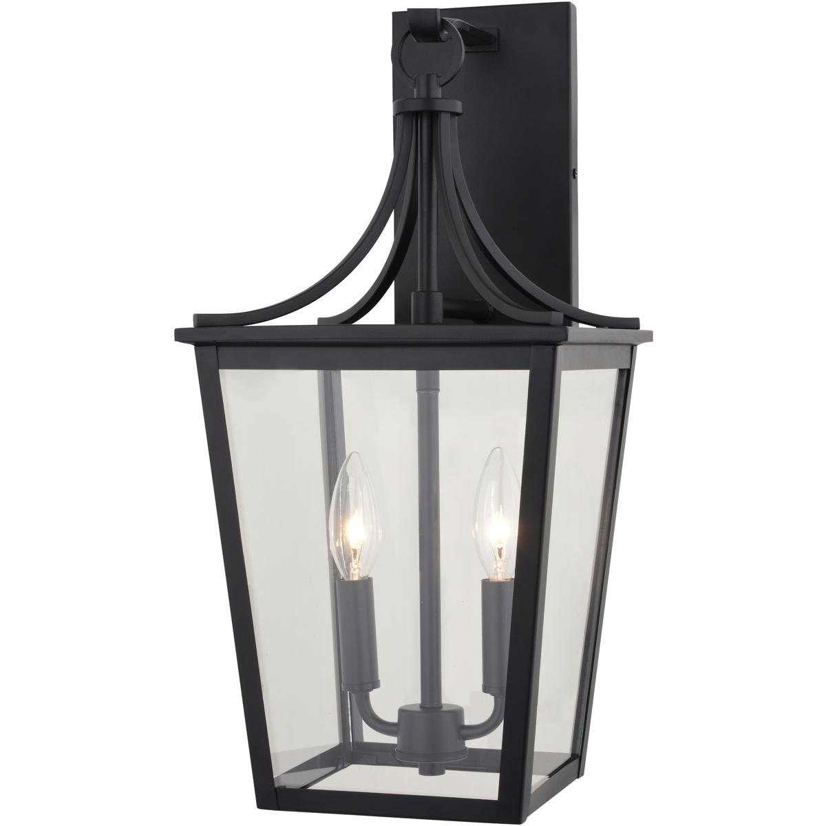 Cottage Grove 2 Light Matte Black Transitional Outdoor Wall Lantern Clear Glass