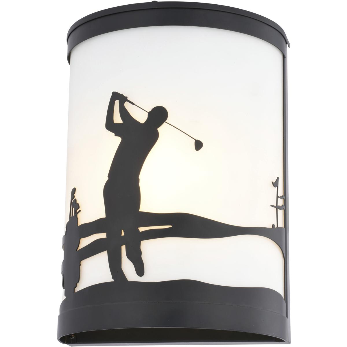 Links 1-Light Black Indoor-Outdoor Golfer Wall Sconce, Bathroom Vanity Fixture