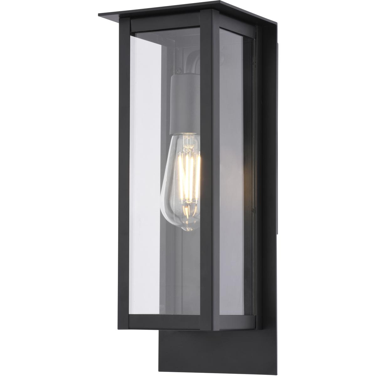 Burr Ridge Matte Black Outdoor Wall Sconce Light, Clear Glass Shade