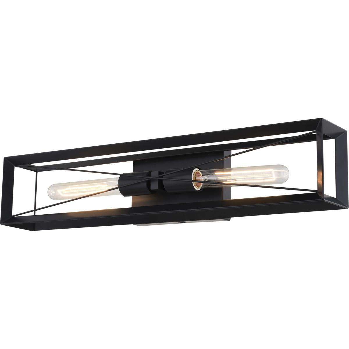 Milton 2-Light Black Transitional Wall Sconce, Bathroom Vanity Lighting Fixture