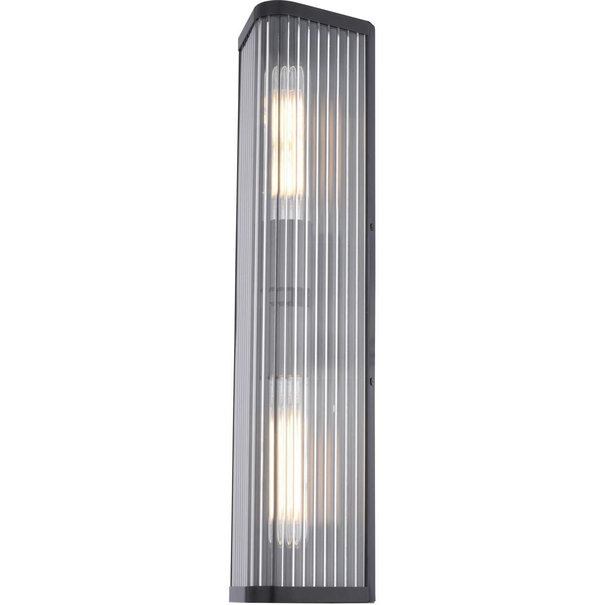 Barbier 2-Light Black Modern Wall Sconce, Glass Shade, Bathroom Vanity Fixture