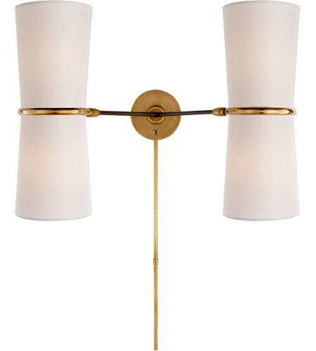 Visual Comfort ARN2003BLK-L AERIN Clarkson 4 Light 22 inch Black and Brass Double Sconce Wall Light