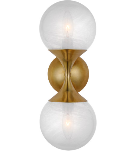Visual Comfort ARN2405HAB-WG AERIN Cristol 2 Light 6 inch Hand-Rubbed Antique Brass Double Sconce Wall Light, Small