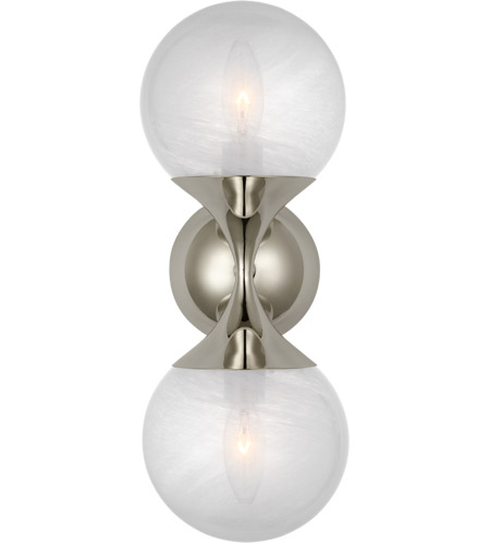 Visual Comfort ARN2405PN-WG AERIN Cristol 2 Light 6 inch Polished Nickel Double Sconce Wall Light, Small