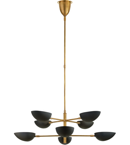 Visual Comfort ARN5501HAB-BLK AERIN Graphic 8 Light 38 inch Hand-Rubbed Antique Brass Two-Tier Chandelier Ceiling Light in Black, Large
