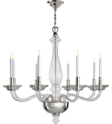 Visual Comfort CHC1143CG/PN E. F. Chapman King George 8 Light 36 inch Crystal with Polished Nickel Chandelier Ceiling Light