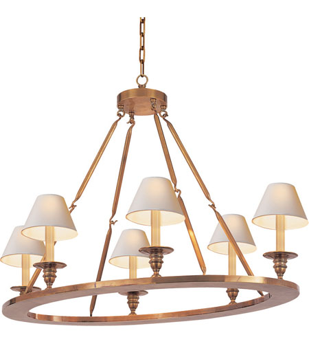 Visual Comfort CHC1444AB E.F. Chapman Oval 6 Light 36 inch Antique-Burnished Brass Chandelier Ceiling Light in Antique Burnished Brass photo