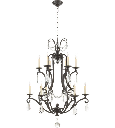 34 Inch Aged Iron Chandelier Ceiling Light, Visual Comfort Chandelier Parts
