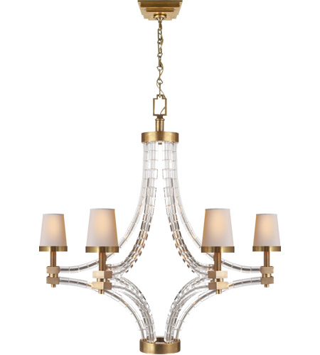 Visual Comfort CHC1530AB-NP E. F. Chapman Crystal Cube 6 Light 35 inch Antique-Burnished Brass Chandelier Ceiling Light photo