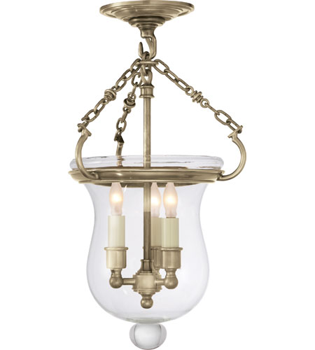 E.F. Chapman Rolled Lip Bell Jar 3 Light Foyer Pendants in Antique Nickel CHC2100AN