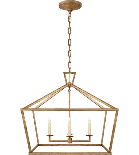 Gilded Iron Foyer Lantern Ceiling Light, Visual Comfort Chandelier Darlana
