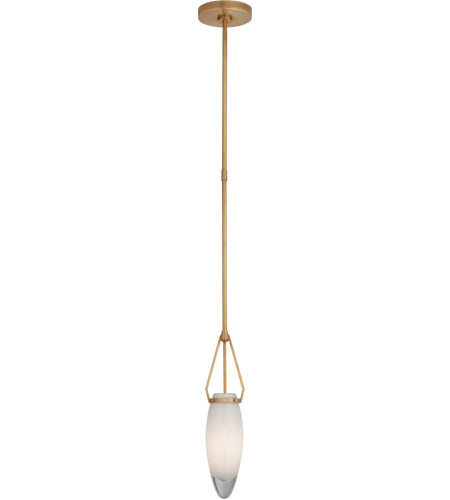 Visual Comfort CHC5420AB-WG Chapman & Myers Myla 1 Light 4 inch Antique-Burnished Brass Single Pendant Ceiling Light in White Glass, Small