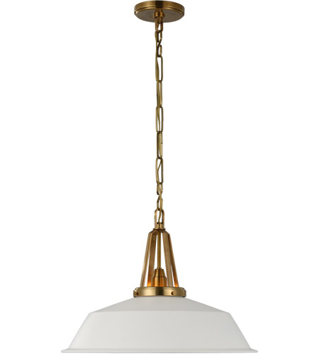 Visual Comfort CHC5462AB-WHT Chapman & Myers Layton LED 20 inch Antique-Burnished Brass Pendant Ceiling Light in Matte White