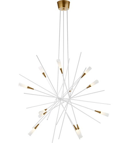 Visual Comfort CHC5600WHT Chapman & Myers Stellar LED 38 inch Matte White and Brass Chandelier Ceiling Light, Large