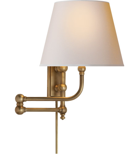 Visual Comfort Chd2154ab Np E F Chapman Pimlico 25 Inch 60 00 Watt Antique Burnished Brass Swing Arm Wall Light In Natural Paper - Brass Articulated Arm Wall Sconce