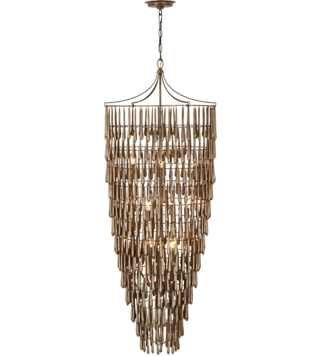 Visual Comfort JN5135ABL Julie Neill Vacarro LED 25 inch Antique Bronze Leaf Cascading Chandelier Ceiling Light, Tall photo