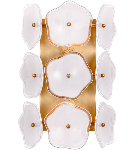 Visual Comfort KS2065SB-CRE Kate Spade New York Leighton 2 Light 8 inch Soft Brass Sconce Wall Light in Cream Tinted Glass, Small