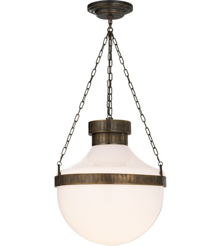 Michael S Smith Modern Schoolhouse 2 Light 18 Inch Antique Brass With Verdis Pendant Ceiling Light