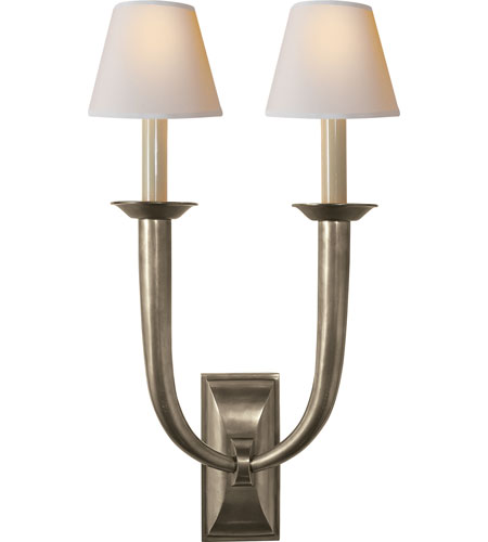 Studio French Deco Horn 2 Light Wall Sconces in Antique Nickel S2021AN NP