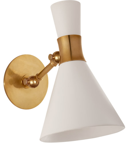 Visual Comfort S2640HAB-WHT Studio Vc Liam 1 Light 7 inch Hand-Rubbed Antique Brass Articulating Sconce Wall Light in Matte White, Small photo