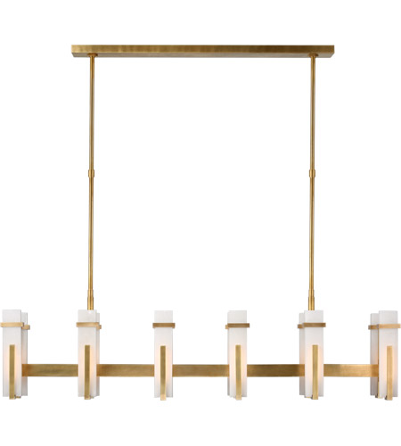 Visual Comfort S5915hab Alb Ian K Fowler Malik Led 55 Inch Hand Rubbed Antique Brass Linear Chandelier Ceiling Light In Alabaster Large