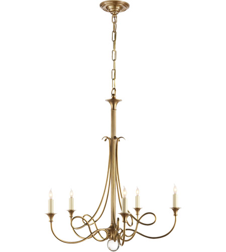 Visual Comfort SC5015HAB Eric Cohler Twist 5 Light 26 inch Hand-Rubbed Antique Brass Chandelier Ceiling Light