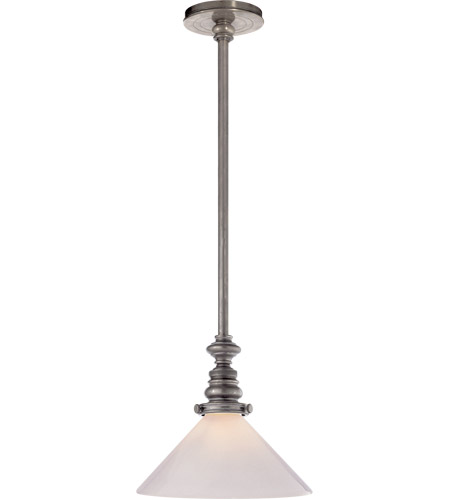 Visual Comfort Sl5125an Wg1 E F Chapman Boston 1 Light 10 Inch Antique Nickel Pendant Ceiling Light In White Glass