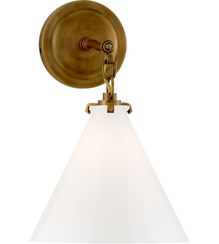 Visual Comfort TOB2225HAB/G6-WG Thomas O'Brien Katie 1 Light 9 inch Hand-Rubbed Antique Brass Decorative Wall Light in White Glass photo