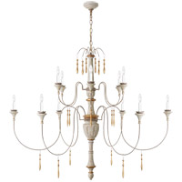Visual Comfort JN5014VW Julie Neill Fortuna 12 Light 59 inch Vintage White and Gild Chandelier Ceiling Light, Large photo thumbnail