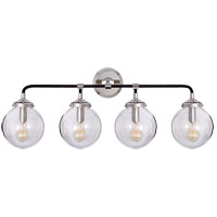 Visual Comfort S2025PN/BLK-CG Ian K. Fowler Bistro 4 Light 30 inch Polished Nickel and Black Decorative Wall Light in Clear Glass photo thumbnail