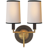 Visual Comfort TOB2068BZ/HAB-NP/BT Thomas O'Brien Elkins 2 Light 10 inch Bronze with Antique Brass Accents Decorative Wall Light in Bronze and Hand-Rubbed Antique Brass, Natural Paper with Black Trim photo thumbnail