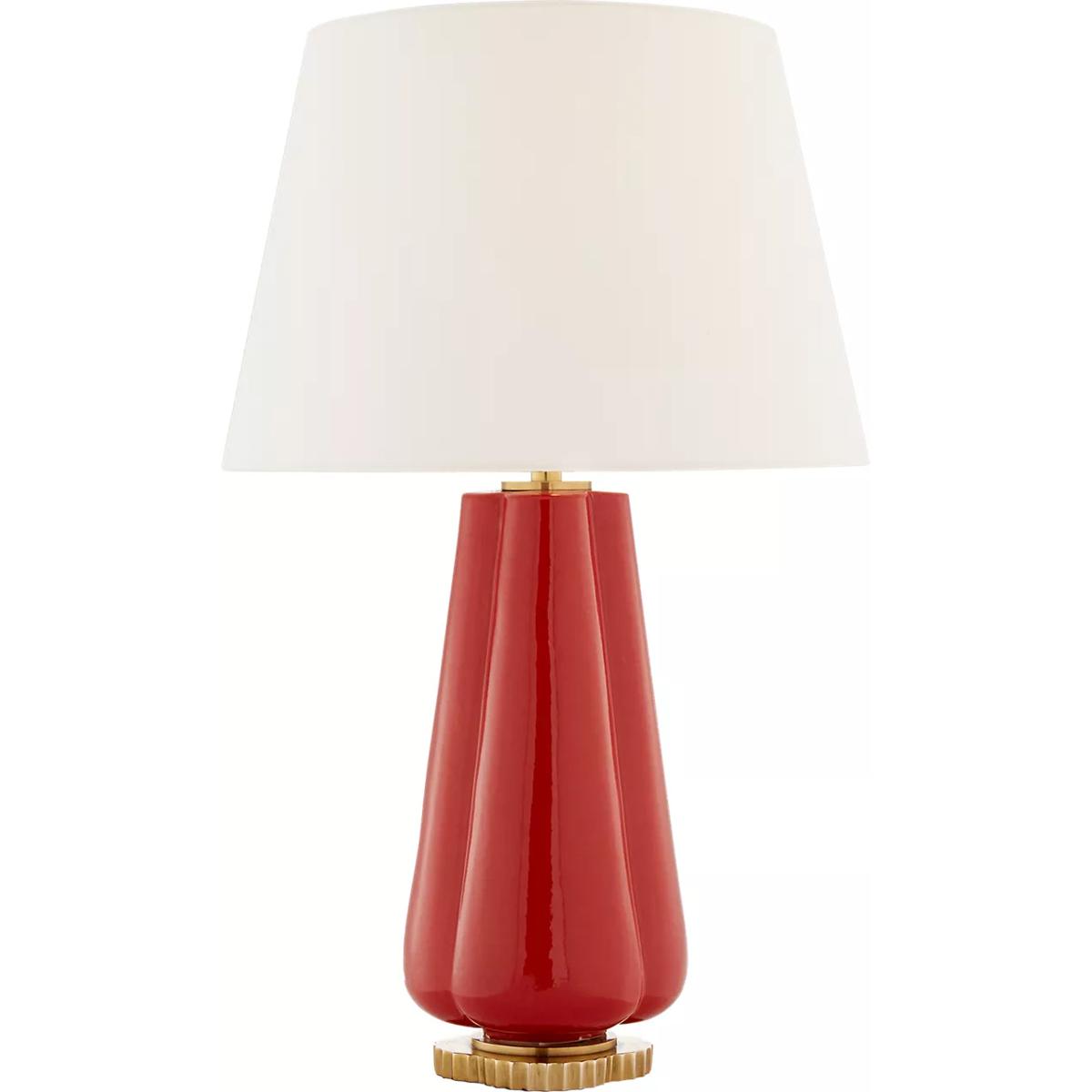 Visual Comfort Signature Collection AH3127BYR-L Alexa Hampton Penelope 30 inch 60 watt Berry Red Table Lamp Portable Light in Linen