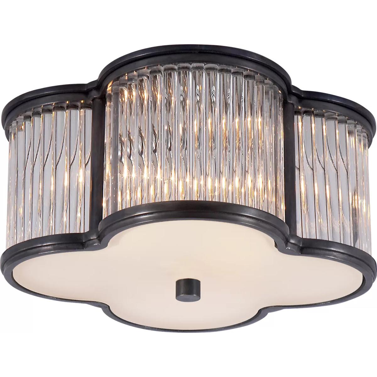 Visual Comfort Signature Collection AH4014GM/CG-FG Alexa Hampton Basil 2 Light 11.25 inch Gun Metal and Clear Glass Rods with Frosted Glass Flush Moun