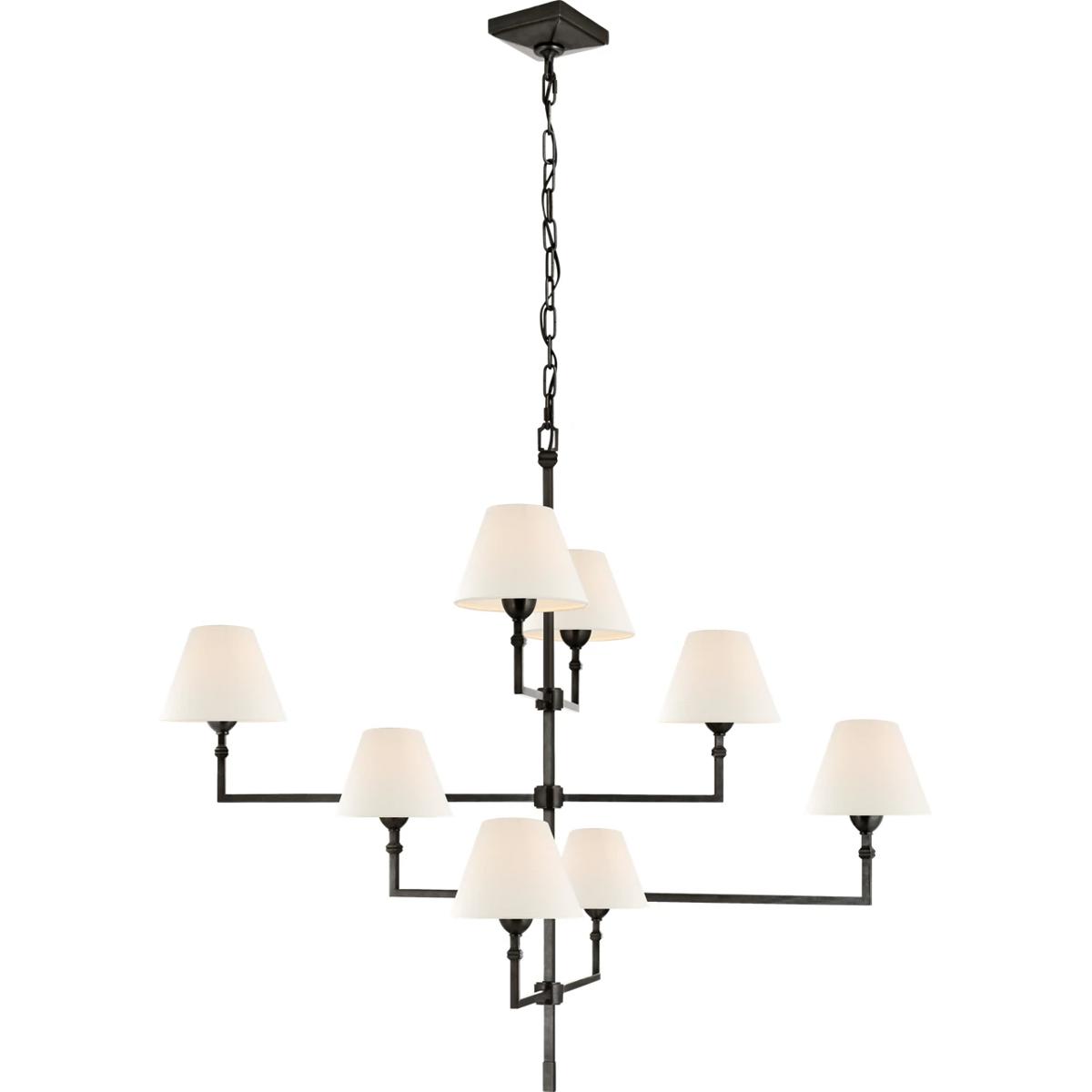 Visual Comfort Signature Collection AH5310GM-L Alexa Hampton Jane 8 Light 47.75 inch Gun Metal Offset Chandelier Ceiling Light, Large