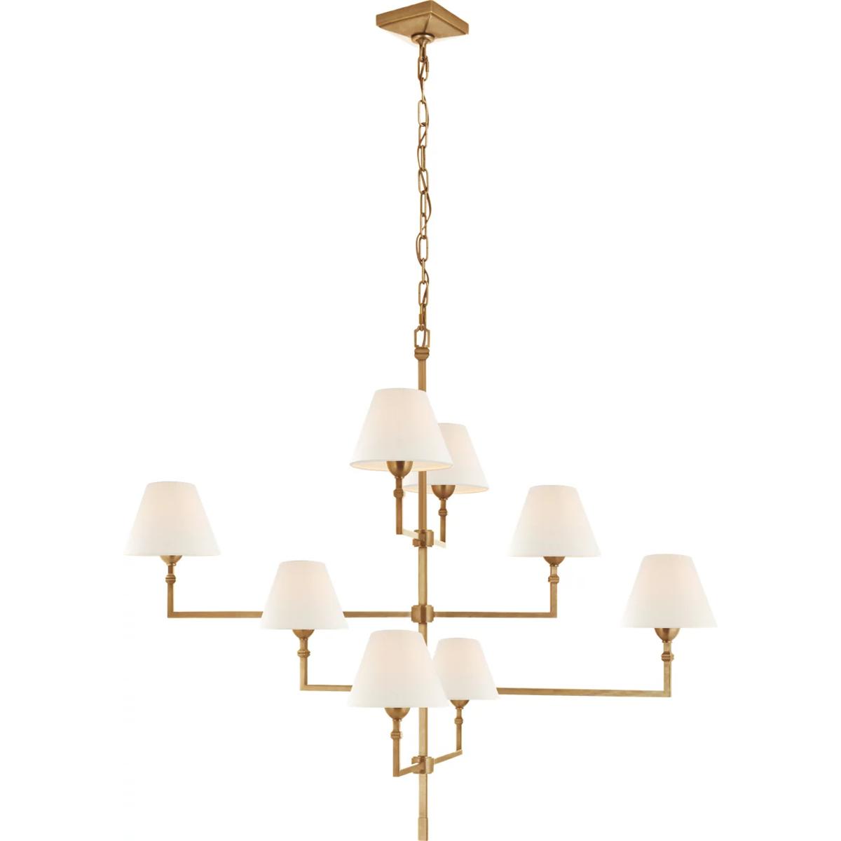 Visual Comfort Signature Collection AH5310HAB-L Alexa Hampton Jane 8 Light 47.75 inch Hand-Rubbed Antique Brass Offset Chandelier Ceiling Light, Large