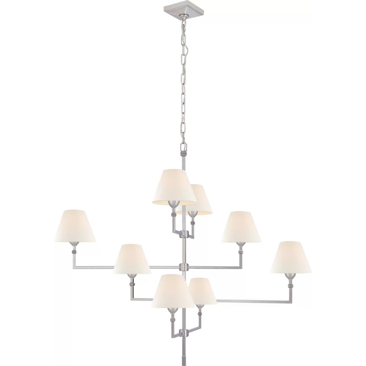 Visual Comfort Signature Collection AH5310PN-L Alexa Hampton Jane 8 Light 47.75 inch Polished Nickel Offset Chandelier Ceiling Light, Large