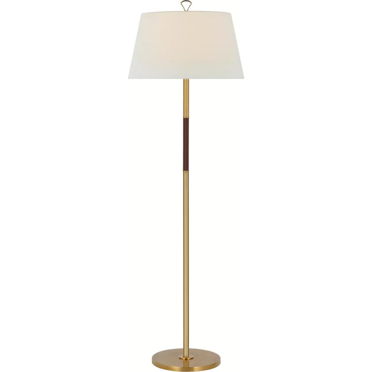 Visual Comfort Signature Collection AL1000HAB/SDL-L Amber Lewis Griffin 62.5 inch 15 watt Hand-Rubbed Antique Brass and Saddle Leather Floor Lamp Port