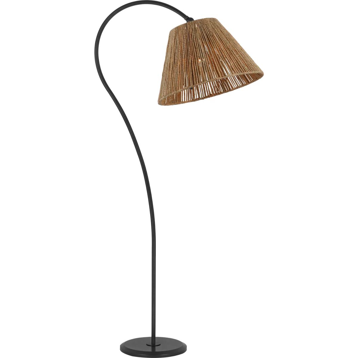Visual Comfort Signature Collection AL1060AI-NAB Amber Lewis Dume 63 inch 15 watt Aged Iron Arched Floor Lamp Portable Light in Natural Abaca, Large
