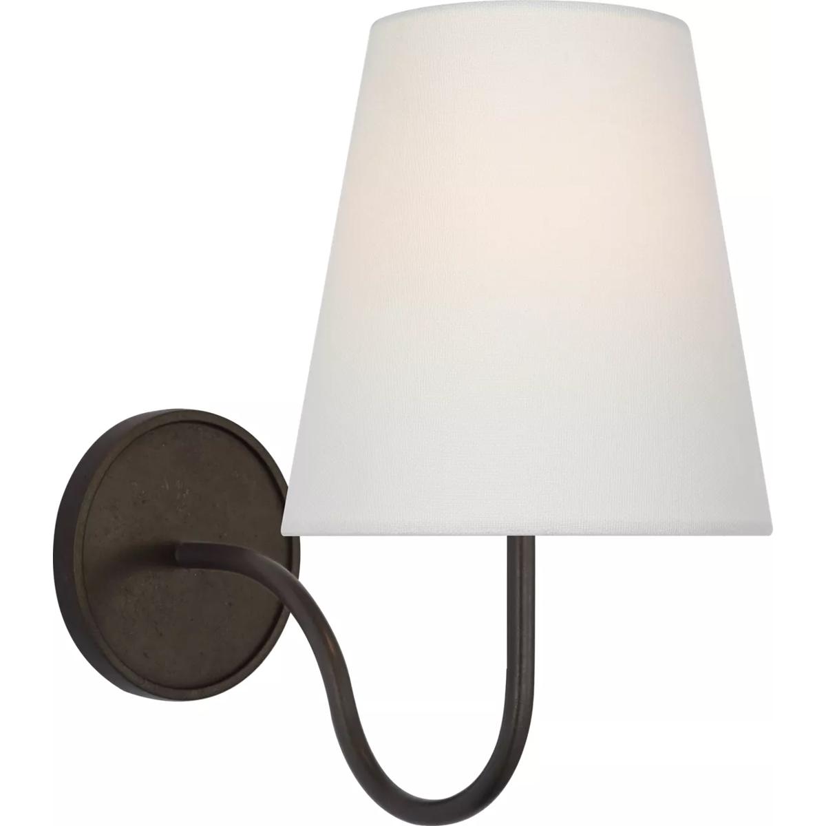 Visual Comfort Signature Collection AL2000AI-L Amber Lewis Lyndsie LED 6 inch Aged Iron Sconce Wall Light in Linen, Small